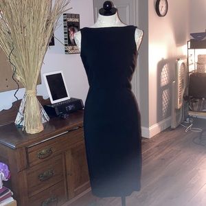 Express. Stretch boatneck black dress